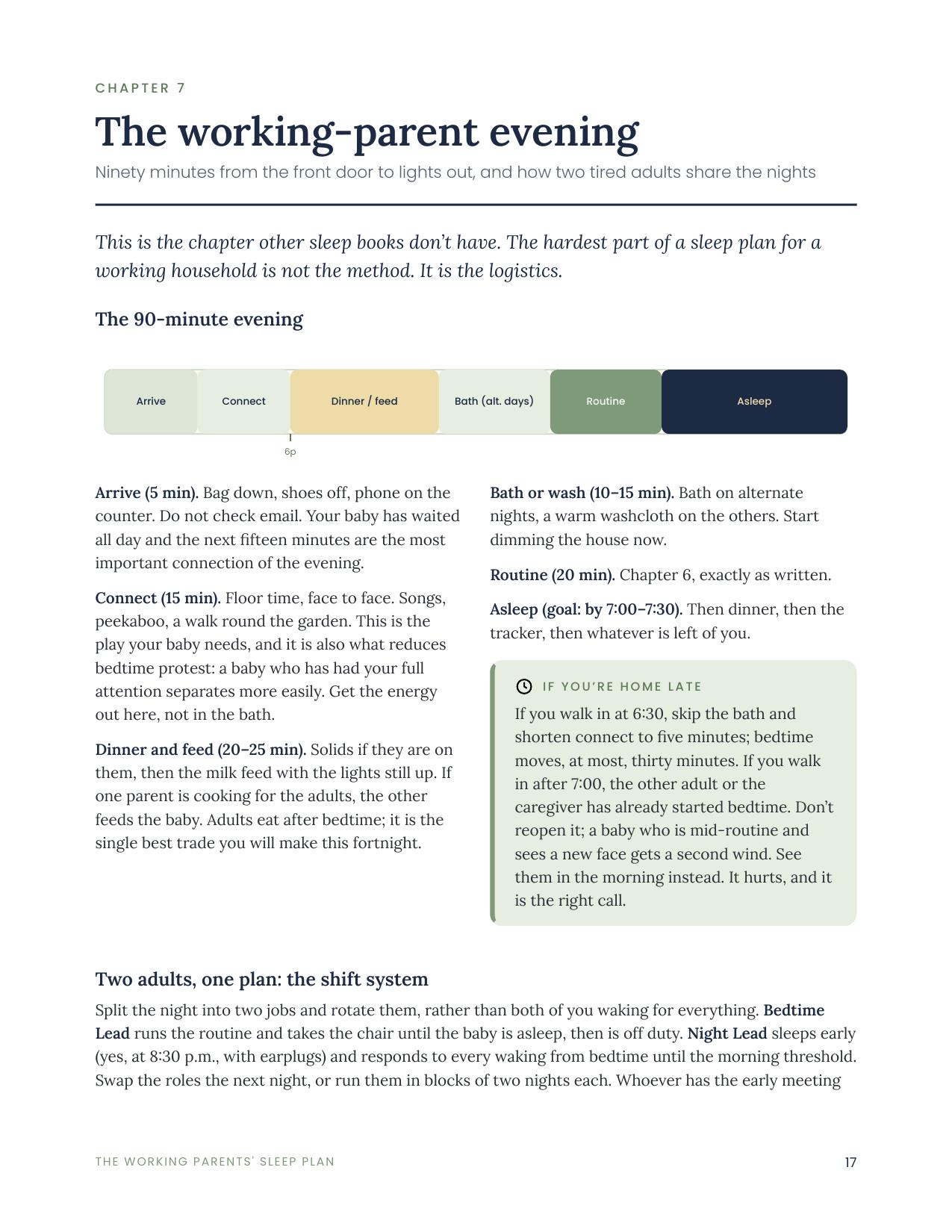 Working-parent evening routine and handoff plan